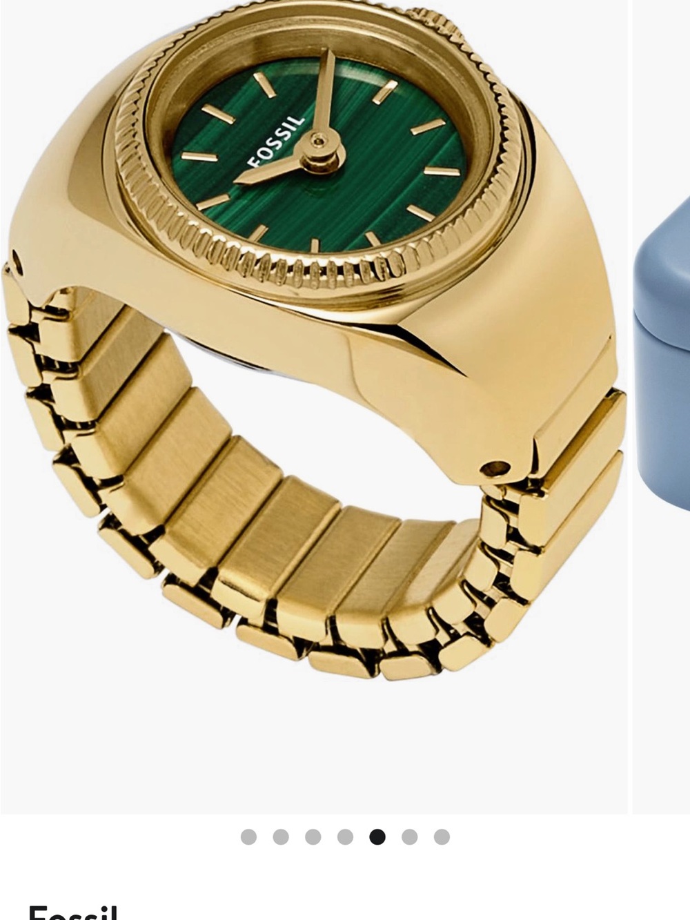 NWT Fossil Gold-Tone Signet Ring with Green Stone(buy1 get1 free)